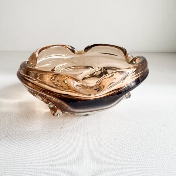 Vintage MCM Chalet Glass Light Brown Champagne Ashtray - Picture 8 of 12